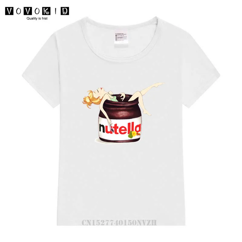 Girl Nutella Kawaii Print T Shirt Kid 90s Harajuku Ullzang T-shirt Graphic Cute Cartoon Tshirt Children Korean Style Top Tees
