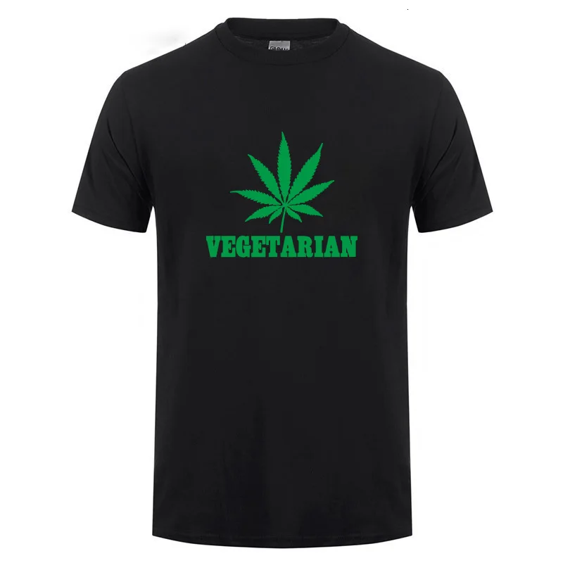 Midnite Star Vegan Вегетарианская Подарочная футболка с сорняком для мужчин и женщин, Мужская футболка с изображением животных, футболка с короткими рукавами и зелеными листьями конопли - Цвет: Black