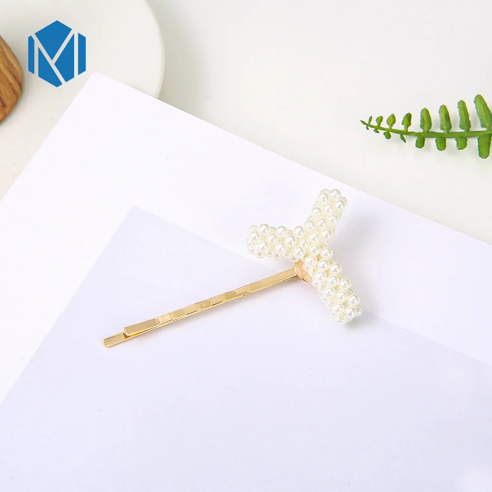 M MISM INS НОВЫЕ геометрические корейские жемчужные заколки для волос буквы Стразы золотистые шпильки для волос женские заколки аксессуары для волос - Color: Y