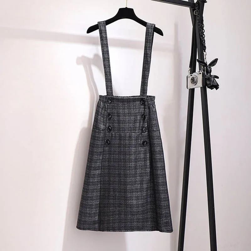 Осенне-зимнее женское платье размера плюс, обхват груди 155 см, 5XL, 6XL, 7XL, 8XL, 9XL, женское платье черного цвета, комплект из двух предметов