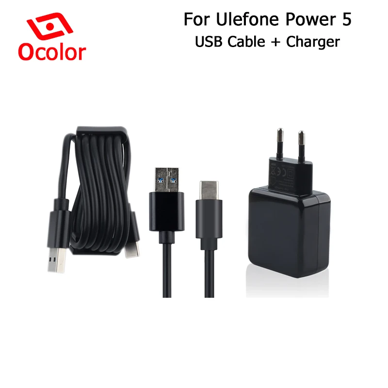 Ocolor для Ulefone power 5 зарядное устройство адаптер ЕС вилка зарядная головка зарядный кабель для Ulefone power 5 USB кабель аксессуары для телефонов