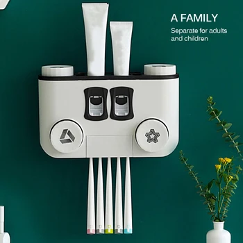 

Toothbrush Holder Bathroom Pendant Multifunctional Toothbrush Holder Toothpaste Dispenser Wall Mounted Bathroom Storage Rack
