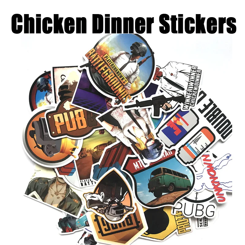 29 шт. Куриный Ужин PUBG игра наклейка s для чемодана канцелярские скейт Helmeted PatchMotif DIY декоративные Стикеры для скрапбукинга
