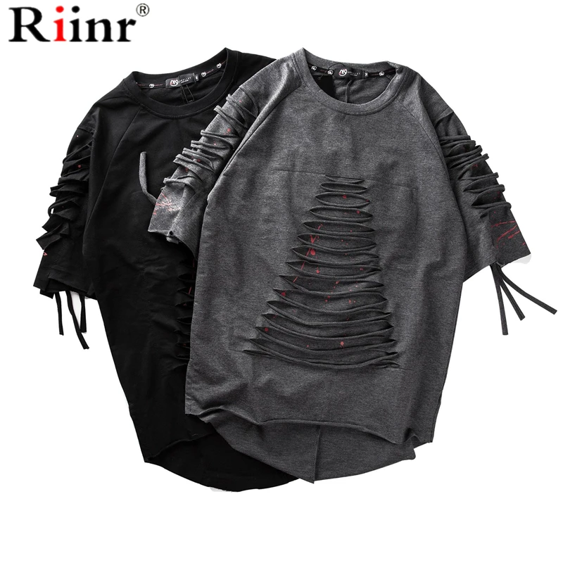 Riinr 2020 новая хлопковая футболка из двух частей Мужская с круглым вырезом и