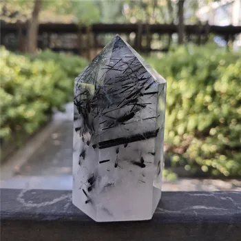 

Black Tourmaline Crystal Tower Rutilated Stone Island Wicca Decor Natural Quartz Crystals Cristal Pierre Cristaux Healing Chakra