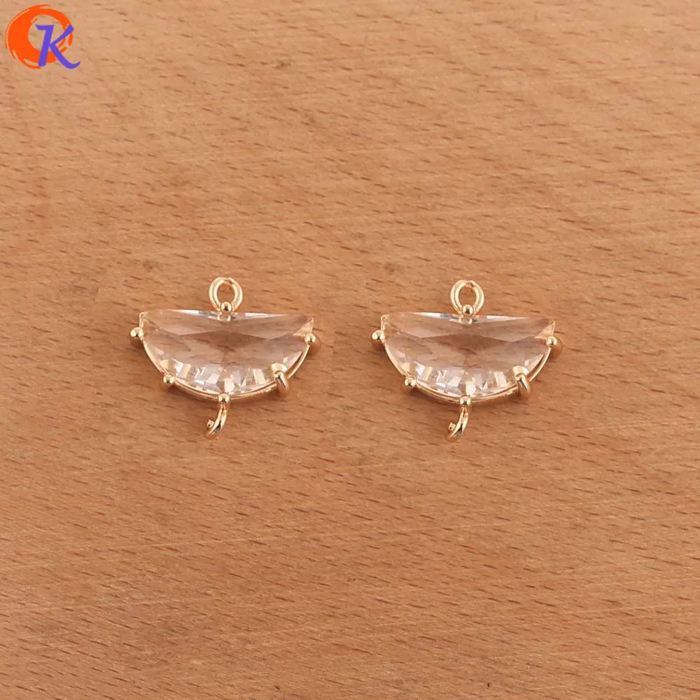 Clear Cordial Дизайн 50 шт 14*16 мм ювелирные аксессуары/DIY Изготовление/коннекторы с кристаллами/полукруглой формы/ручная работа/застежки для сережек - Цвет: Clear