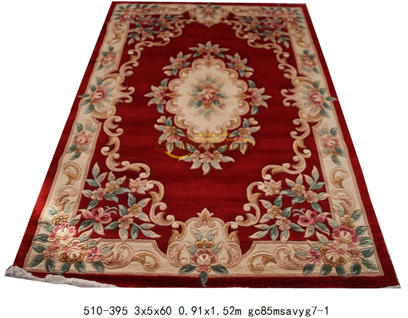 510-395 3x5 Savonnerie gobelin Настенный Ковер большая комната французский о машина сделана толстый плюш Savonnerie красный - Цвет: 510-395 3x5