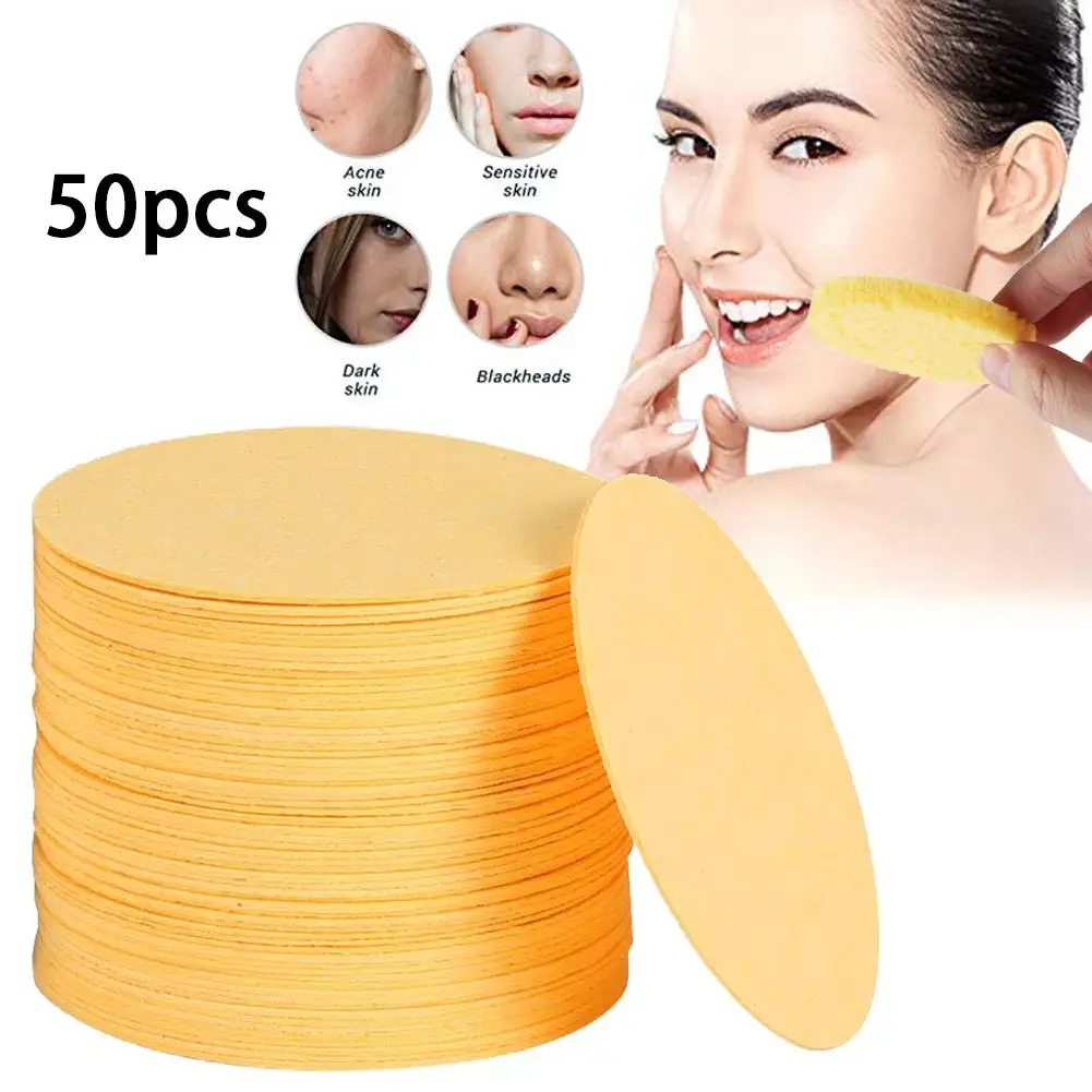 

50pc Facial Skin Cleanser Sponges Natural Compressed Cellulose Eco-Friendly Reusable Makeup Remover Pads Sponge Exfoliating Tool