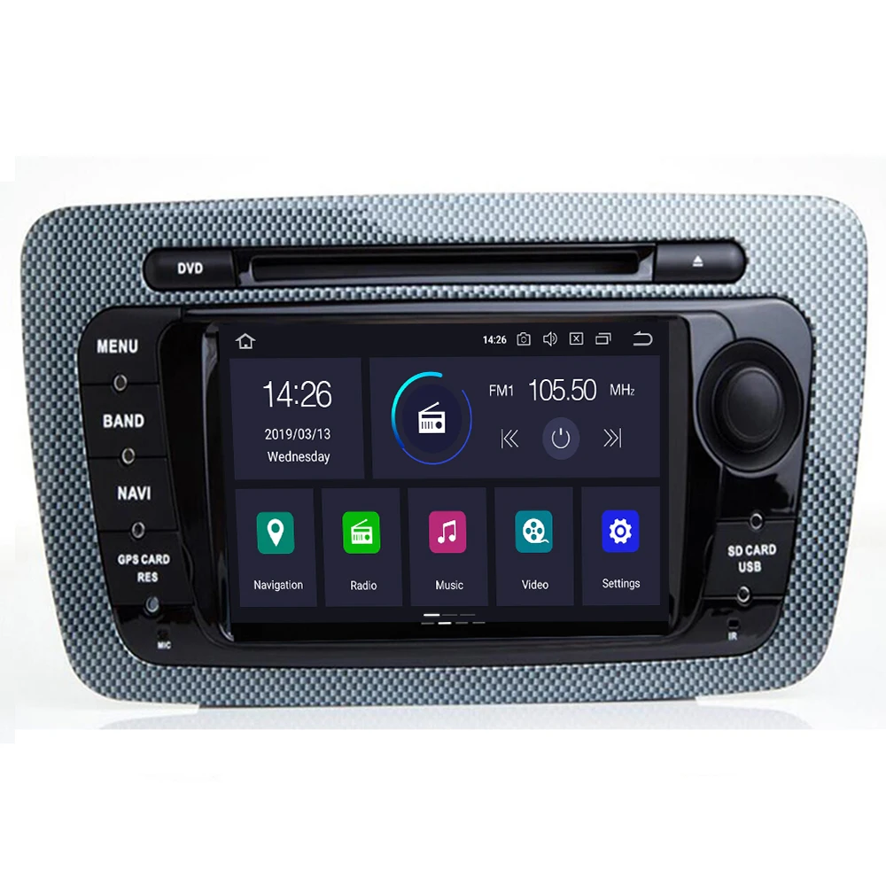 cheap 2Din Android 9.0 8core 4+64G car DVD Multimedia player For Seat Ibiza 2009 2019 GPS Navigation OBD2 RDS raido video audio player