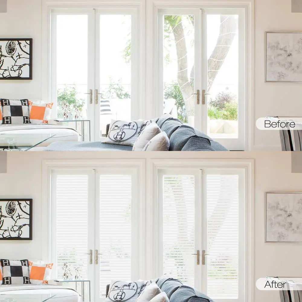 Stripe Design Semitransluce Glass Sticker Static Cling Multiple Size Privacy Protection Hot-Sale PVC Reusable Removable Film