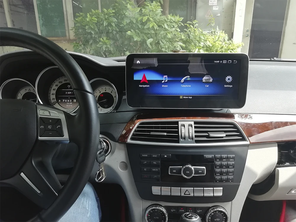 10,2" Adnroid 9 Автомобильный дисплей для Mercedes Benz C Class C180 C200 C260 C300 2011- Радио экран с gps навигацией Bluetooth