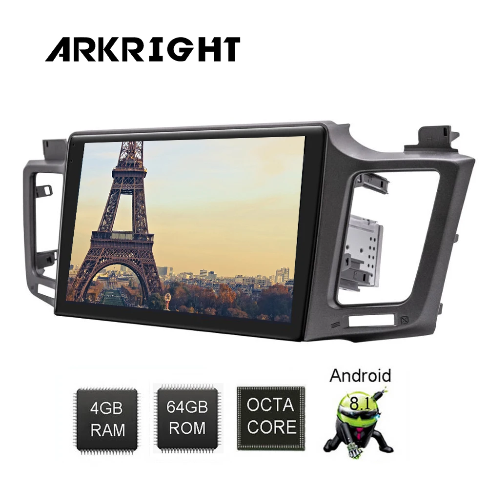 ARKRIGHT 10,1 ''1 Din 4+ 64GB мультимедиа для Android плеер навигация gps головное устройство для Toyota RAV4 2012- 4G/Carplay/DSP