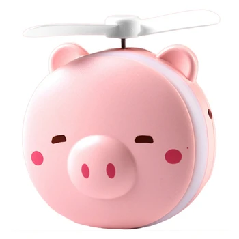 

Makeup Mirror with LED Light Cartoon Folding Fan USB Charging Natural Bright Adjustable Portable Beauty Tool