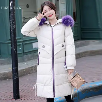 

PinkyIsBlack Big Fur Winter Coat Female Jacket New 2019 Hooded Long Parkas Warm Winter Jacket Women Wadded Ladies Plus Size 2XL