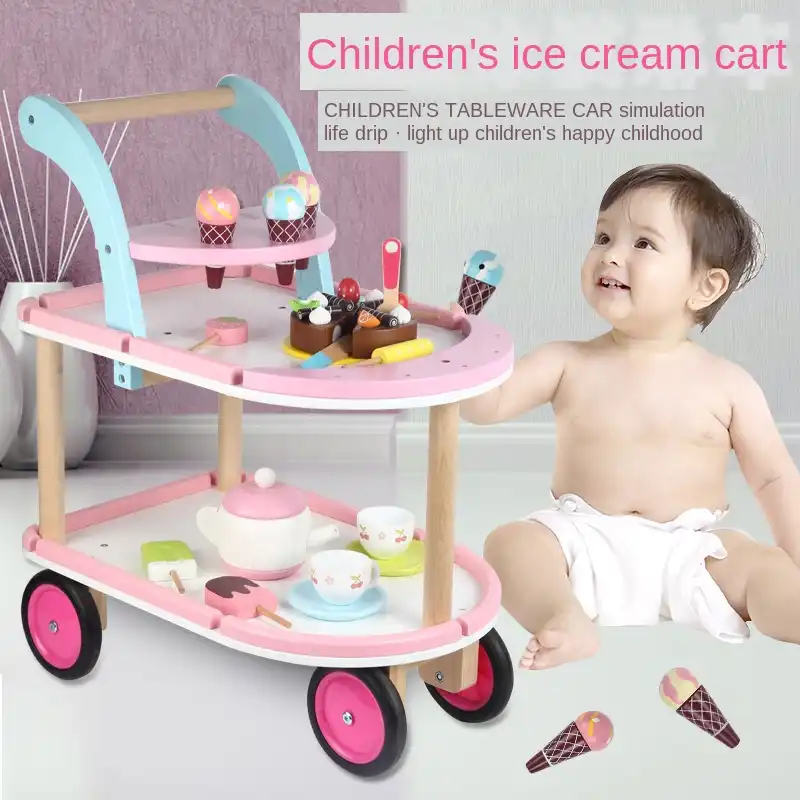 childs wooden shopping trolley