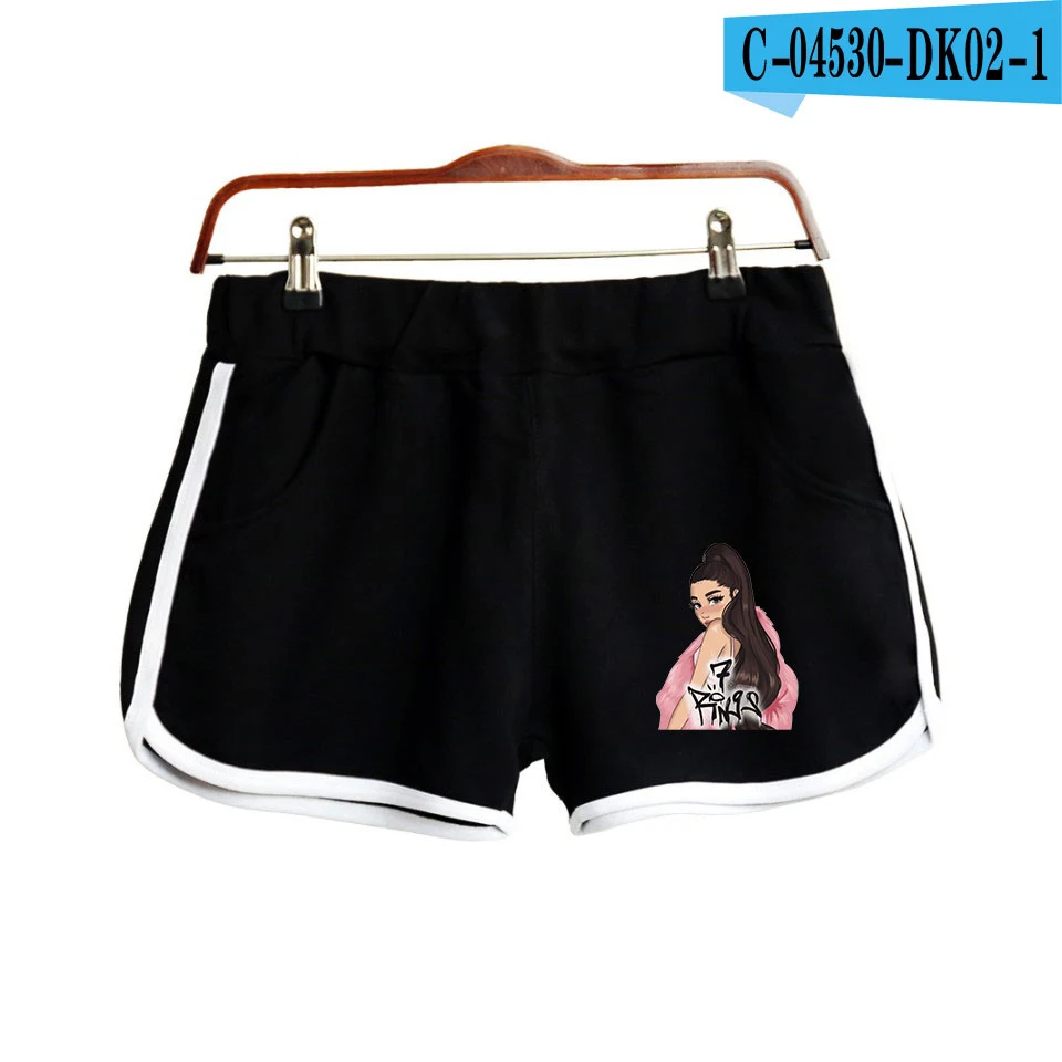 Ariana, Grande-2D одежда, повседневные, с принтом, женские летние сексуальные шорты,, Kawaii, повседневные, для девушек,, шорты размера плюс XXL - Цвет: black