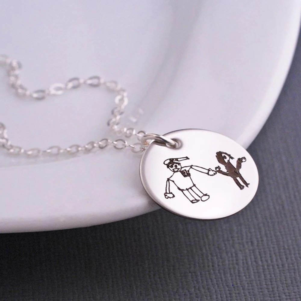 FYW персонализированные вашего ребенка рисунок ожерелье из нержавеющей стали