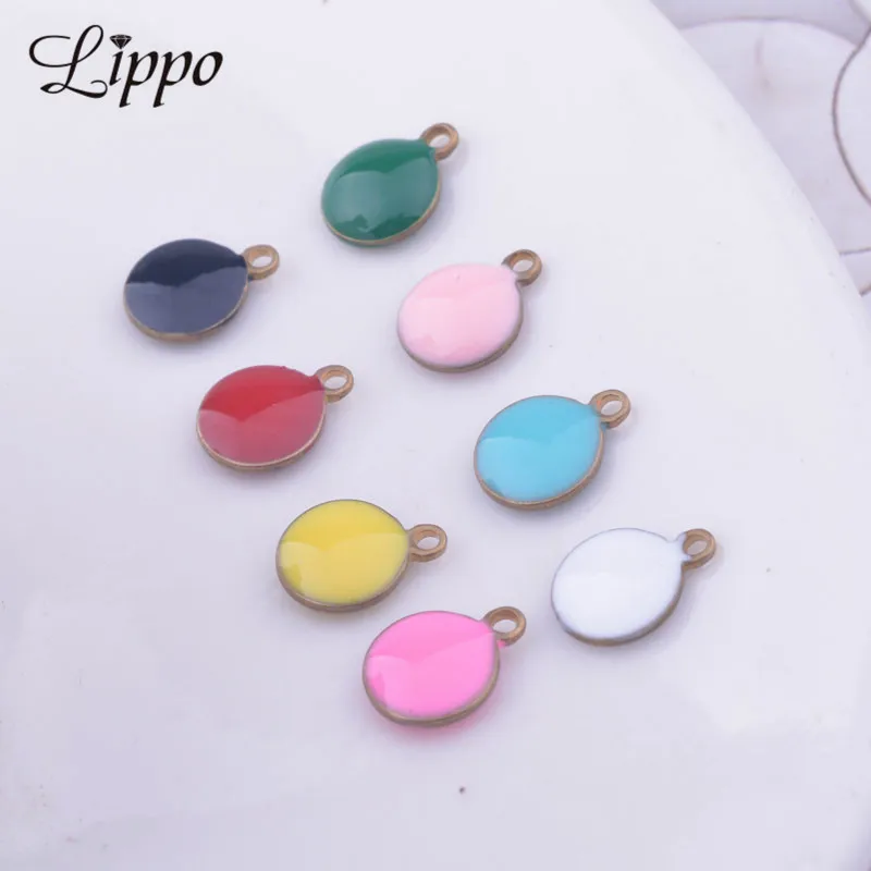 

30pcs 7*9mm Blank Copper Double Faced Enamel Round Charms Diy Earring Jewelry Accessories