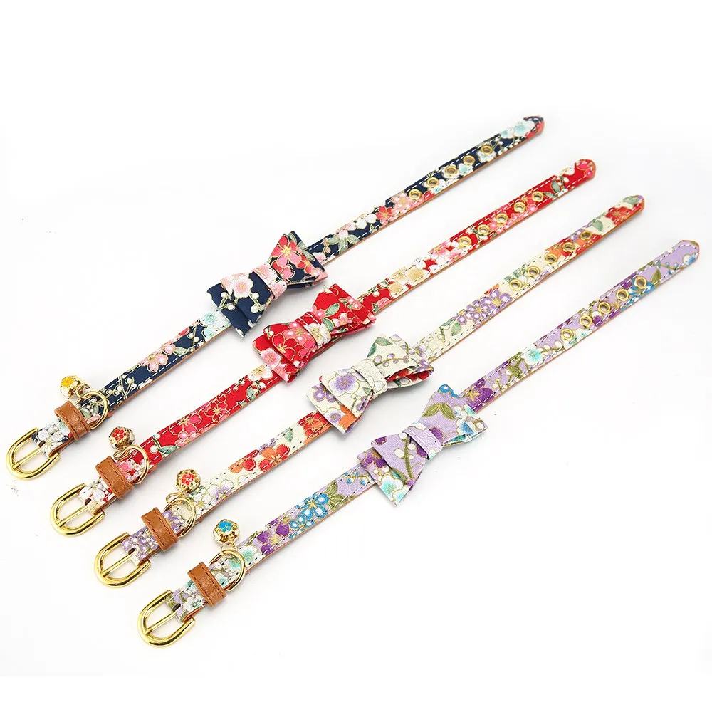 Cat Collar With Bell Dog Collar For Cats Solid Braid Kittens Pet Cat Collars Shiny Adjustable Collars For Cats Pet Lead Supplies (3)