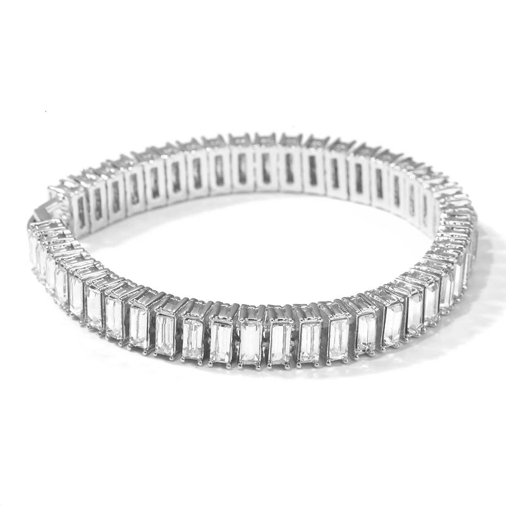 BLING KING браслет в стиле хип-хоп багет Стразы золотого и серебряного цвета мужские крутые браслеты ювелирные изделия Прямая поставка - Окраска металла: silver color