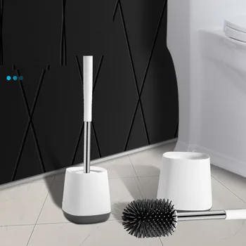 

Toilet Brush Silicone Rubber Head Holder Cleaning Brush Simple Toilet Brush Floor-standing Cleaning Brush Accessories