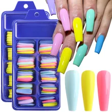 

100Pcs/Set Color mixing False Nail Tips Full Cover Matte Acrylic Ballerina Fake Nails Tip DIY Beauty Manicure Extension Tools