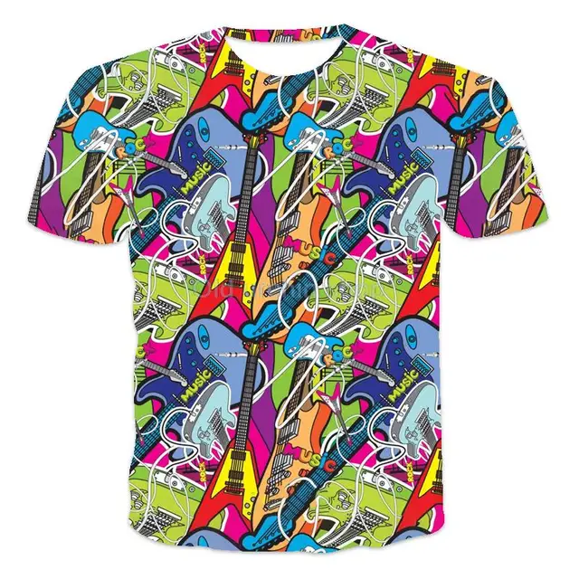 Colorful 3d graffiti printing men's T-shirt fashion tops 2021 summer casual breathable retro style cost-effective summer T-shirt wms057