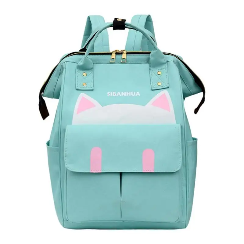 Green Cat Модный рисунок с милым медведем, Mommy, дорожные рюкзаки, большой нейлоновый подгузник для беременных, сумки с короткими ручками, детские пеленки для ухода, Mochila - Цвет: Green Cat