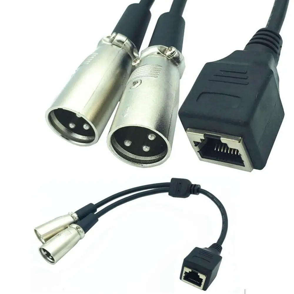 2 XLR 3 Pin MaleTo RJ45 Женский сетевой адаптер Соединительный кабель(25 см