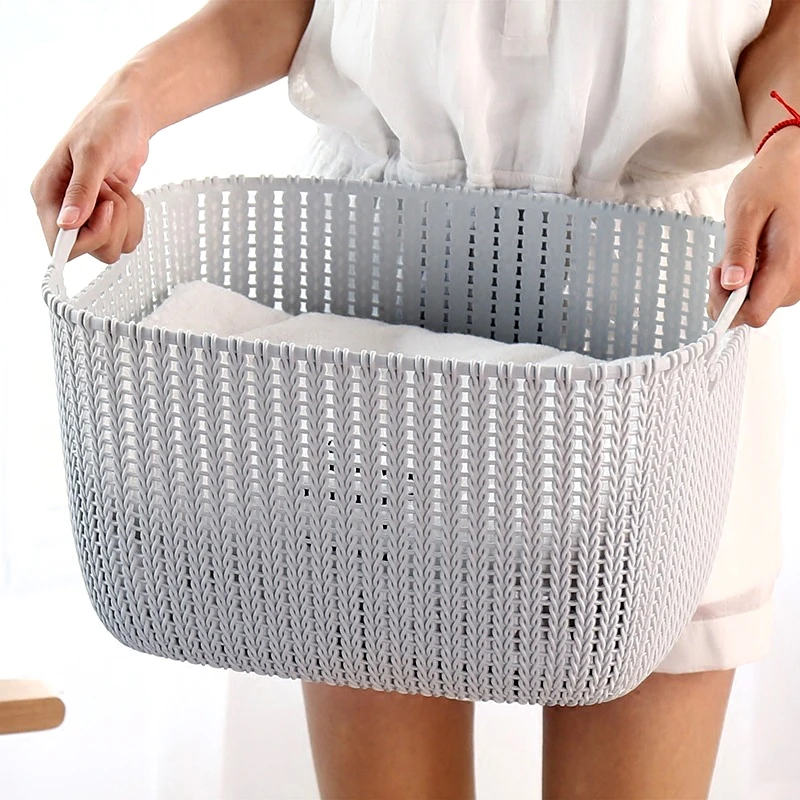 

Fowecelt Rattan Bathroom Storage Baskets Toy Dirty Laundry Basket Laundry Hamper Storage Organizer for Picnic Fruit Basket