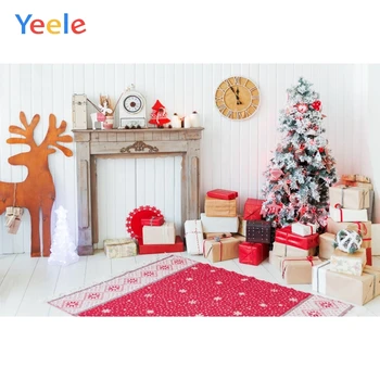 

Christmas Tree Fireplace Carpet Wooden Floor Baby Birthday Backdrop Photography Custom Photographic Background For Photo Studio