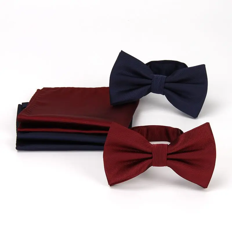 

Fashion Men Formal Dress Stripes Bowtie Kerchief Groom Business Banquet Korean-style Bow Pocket Square