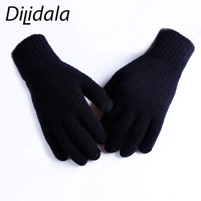 Dilidala, вязаные мужские зимние перчатки, сенсорный экран, модные, одноцветные, зимние, уличные, теплые, для верховой езды, защита от солнца, волшебные перчатки