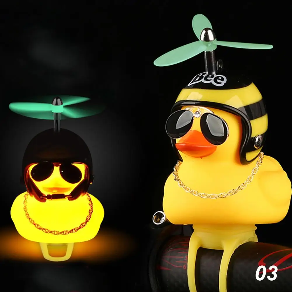 FlashDuckAirscrew Стоящая утка со шлемом сломанный ветер маленькая Желтая утка шоссейный велосипедный шлем велосипедные аксессуары со светящимися/нормальными воздушными винтами - Цвет: FlashDuckAirscrew
