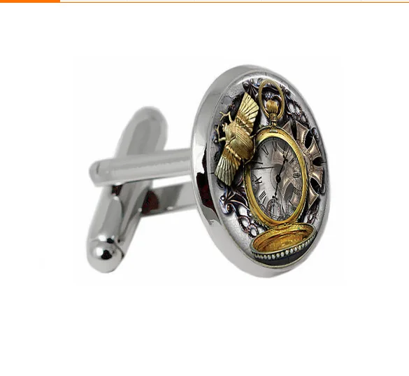 

Europe And America Retro New Style Time Stone Cufflinks Retro Glass Owl Clock Sleeve Nail Button Ck85