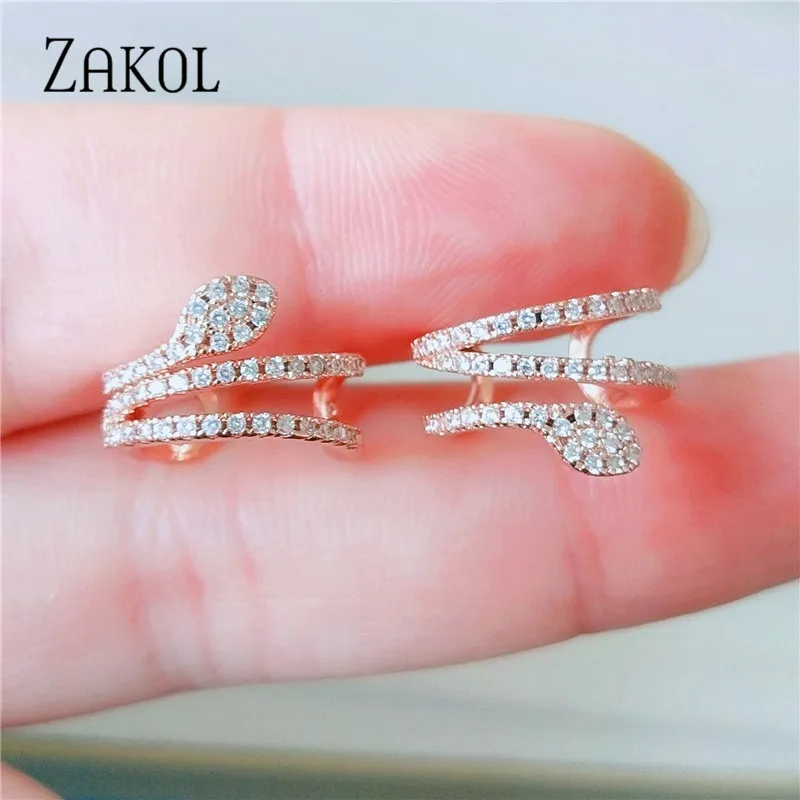 ZAKOL, Модные клипсы с кубическим цирконием AAA для женщин и девочек, Простые Вечерние серьги с кристаллами для вечернего платья, ювелирные изделия для ушей FSEP2382