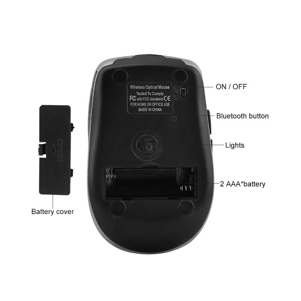 Беспроводная мышь с Bluetooth, оптическая игровая мышь, эргономичные компьютерные мыши 1600 dpi, 6 кнопок, мини геймерская мышь для ПК, ноутбука, ноутбука