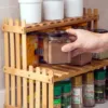 2 Layers Bamboo Storage Rack Kitchen Spice Jar Bottle Seasoning Rack Decoration Organizer Shelf Home Desktop Racks 5