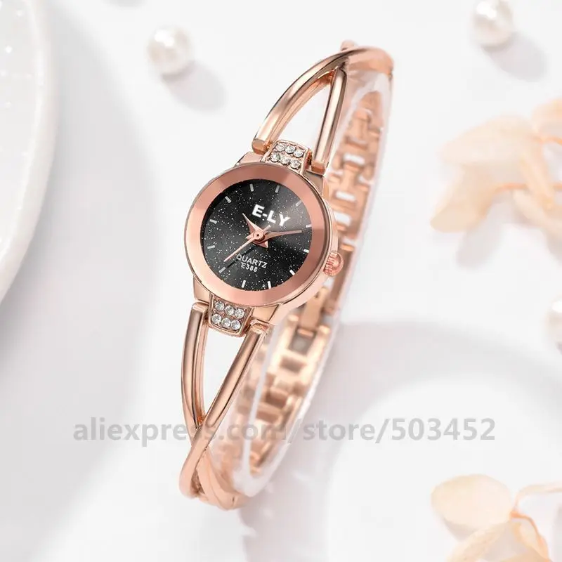 100pcs/lot Rose Gold Lady Bracelet Watch Colorful Dail Fashion Wristwatch Rhinestone Alloy Quartz Watch Gift For Girlfriend