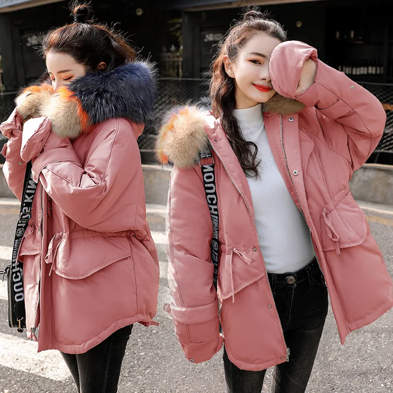 

Cotton-padded Clothes Women's Short 2018 Winter New Style Waist Hugging Slimming over-the-Knee down Jacket Cotton-padded Clothes