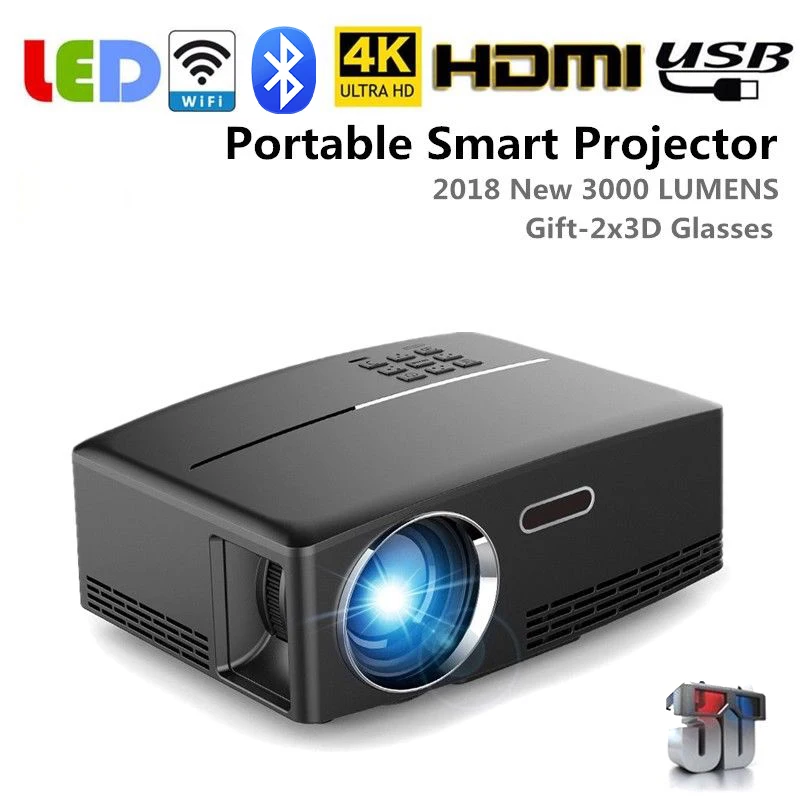 

MINI Full HD Projector GP80 1920x1080P Android 6.0 WIFI LED MINI Projector for Home Theater Support 4K video Beamer