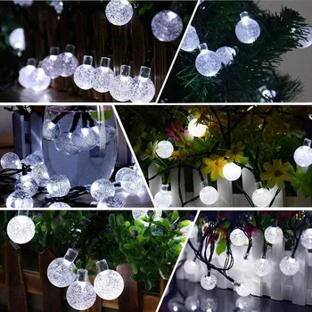 

Solar String Lights Waterproof Crystal Ball Lights String Party Decor Striking With Led Beads Outdoor Lights Garden Decors#g30