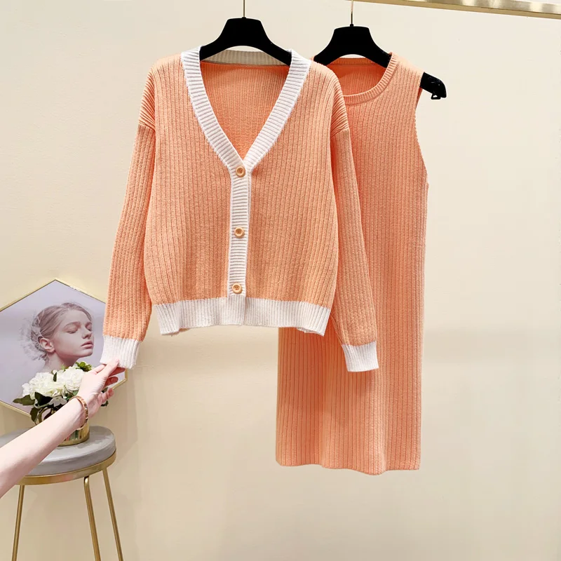 orange Зима новые женские свитера наборы сплошной вязаный кардиган офисные женские элегантные износоустойчивые кардиганы наивысшего качества - Цвет: orange