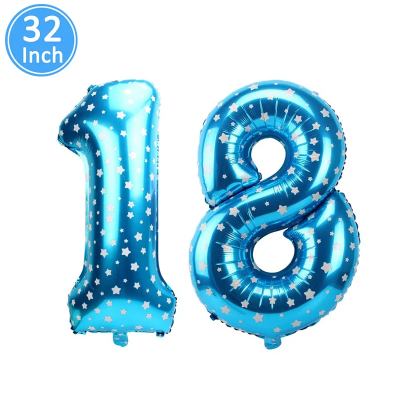 blue 18 Lincaier 32 дюйма 62 см с днем рождения 18 воздушные шары 18-летние вечерние украшения мужские аксессуары для девушки поставки - Цвет: blue 18