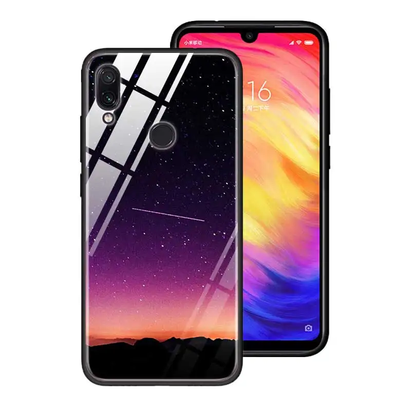 T16 Чехол из закаленного стекла для Red mi 7 8A Note6 7 8 K20 K20 Pro Shell для Xiaomi mi A3 CC9E CC9 силиконовый край чехол с градиентом звездного пространства - Цвет: T16