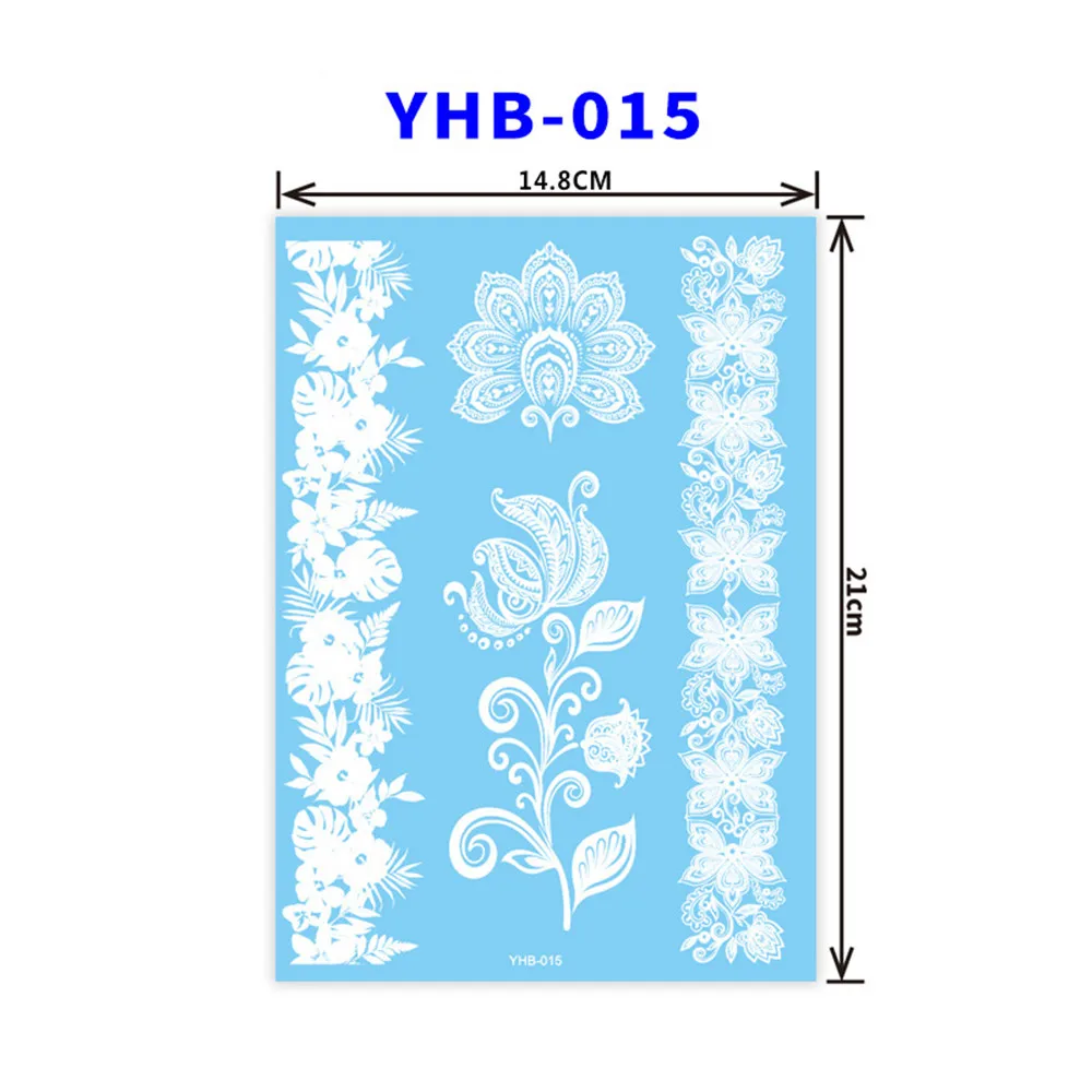 YHB-015 Хна для росписи мехенди кружевные тату-наклейки колье из белого кружева цветок левая временная татуировка наклейка роспись по телу водонепроницаемый для свадьбы - Цвет: YHB-015