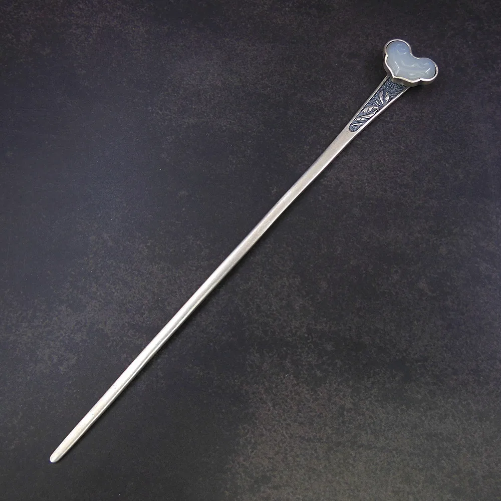 

Stone Inlay Thai Silver Hair Stick Vintage Silver Hair Fork Chinese Hairpin Bridal Hair Pins Accessories Pince Cheveux WIGO1387