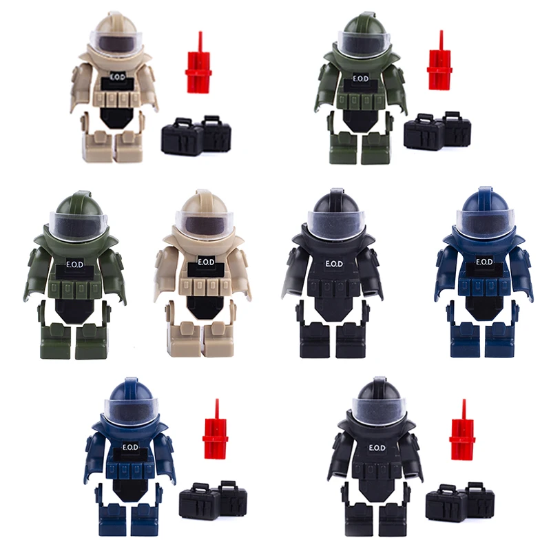 Moc Military Eod Vest Building Blocks Swat Armor Helmet City Police Soldati Figure Armi Borsa Accessori Bambini Giocattoli Fai Da Te