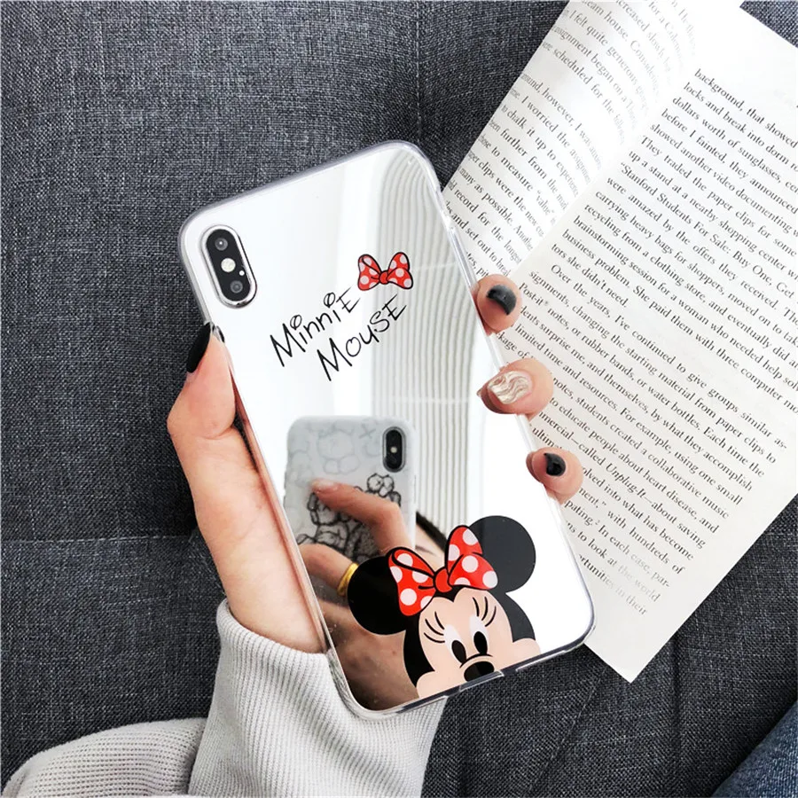 Зеркальные чехлы с принтом из мультфильма для samsung Galaxy S10 S9 S9Plus Minnie глянцевый чехол для samsung S8 S8Plus Note 8 9 10 Pro мягкая задняя крышка