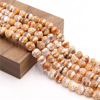 

15.5" Yellow Natural Tibetan Agat Faceted Dzi Agat Beads Wholesale 6 mm 8 mm 10 mm Loose Beads For DIY Making Jewelry Accessory
